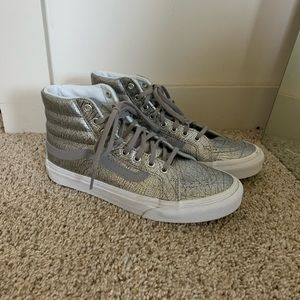 silver high top vans women’s size 6.5